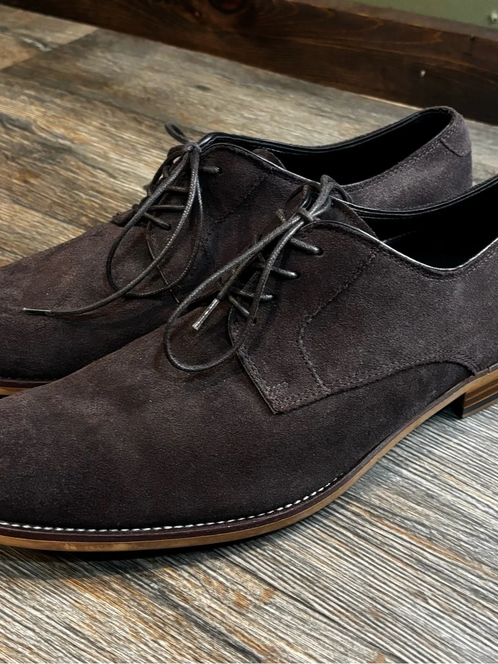 Aldo Dark Brown Suede Derby Shoes